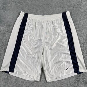 Nike Basketball Shorts Mens XXL White Dazzle Shiny Striped Athletic Drawstrings
